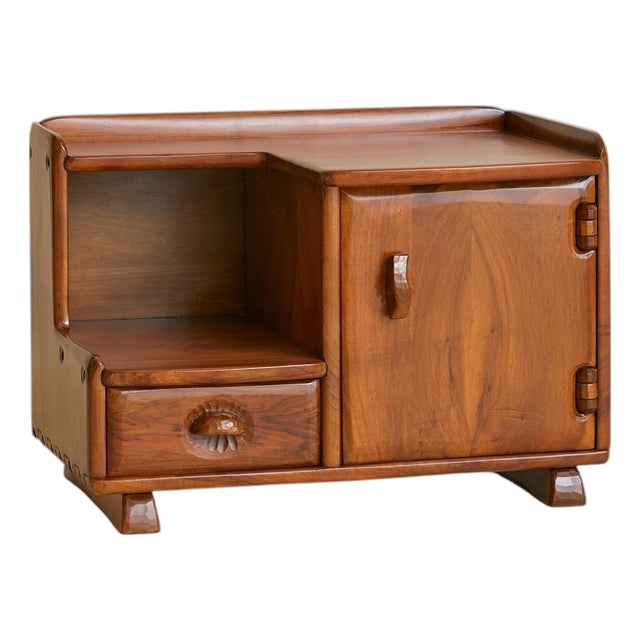 Swiss Carved Elm Nightstand Attributed to Franz Xaver Sproll, 1950s For Sale