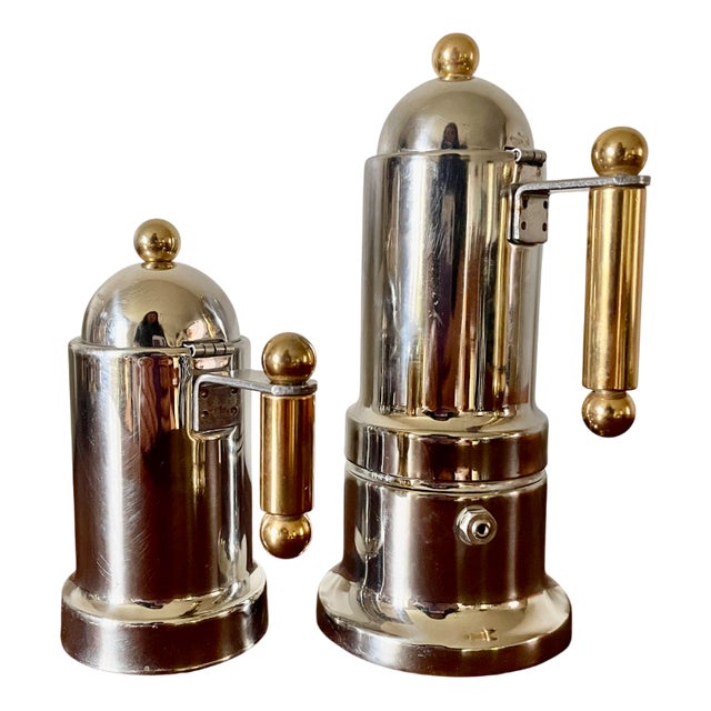 Italian Coffee Maker and Kettle from Vev Vigano Kontessa, 1980s, Set of 2 For Sale