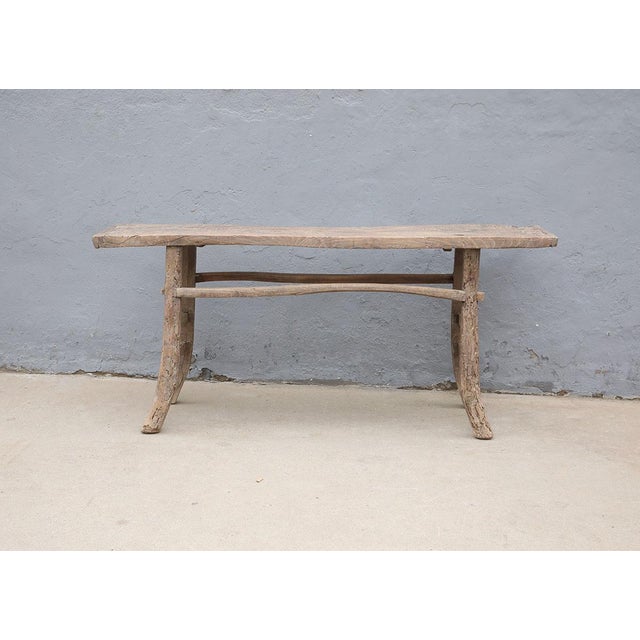 Vintage Rustic Elm Console Table For Sale - Image 4 of 4