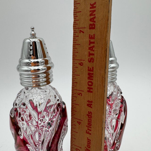 1960s Byrdes Collection Shaker Set Metal Lids by Hofbauer 24% Lead Crystal For Sale - Image 4 of 7