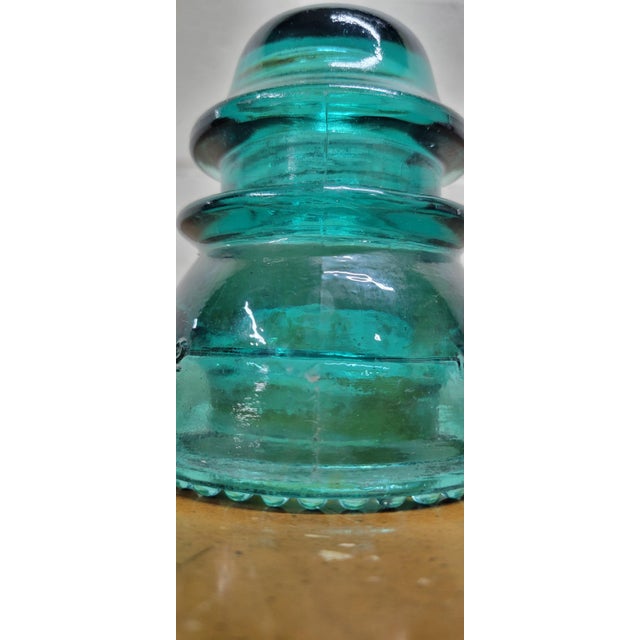 Vintage Hemingray Aqua or Teal Glass Insulator For Sale In Kansas City - Image 6 of 6