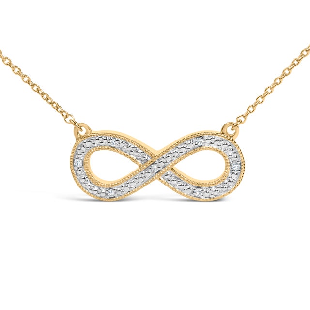 Contemporary Gold Vermeil Diamond Accent Infinity Pendant Necklace For Sale - Image 3 of 4