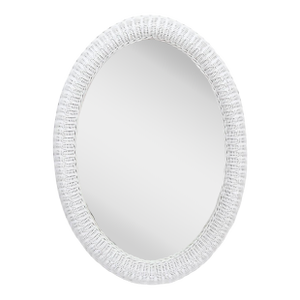 White Rattan Oval ‘Daisy’ Wall Mirror
