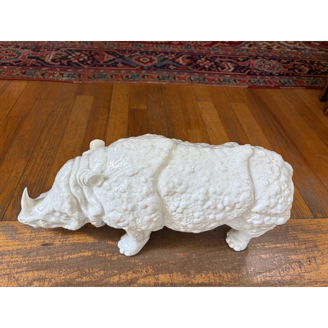 1960s 1960s Italian Modern Glazed Ceramic Rhinoceros For Sale - Image 5 of 11