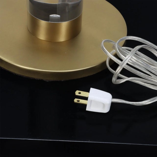 A Pair of 1950s Lucite and Brass Column Table Lamps For Sale - Image 10 of 11