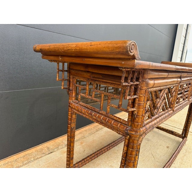 Chinese Bamboo Altar Console Table 19th Century For Sale In Atlanta - Image 6 of 12