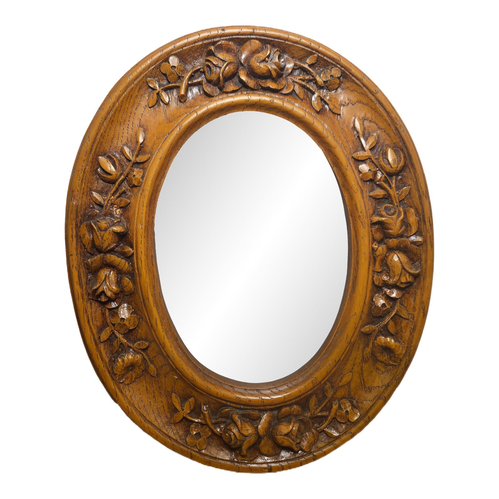 Vintage Hand-Carved Oval Cabbage Rose Wood Frame With Relief Detail ...