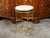Metal Italian Midcentury Gilt Metal Table with Marble Top and In-Curving Stretchers For Sale - Image 7 of 10