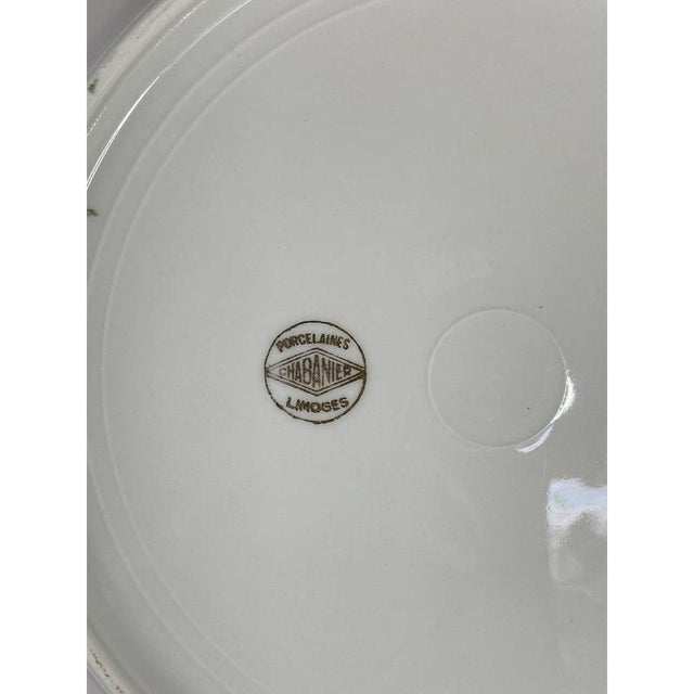 Blue Mid-Century Porcelain Collection Plate with Blue Rim and Flowers from Limoges, France For Sale - Image 8 of 9