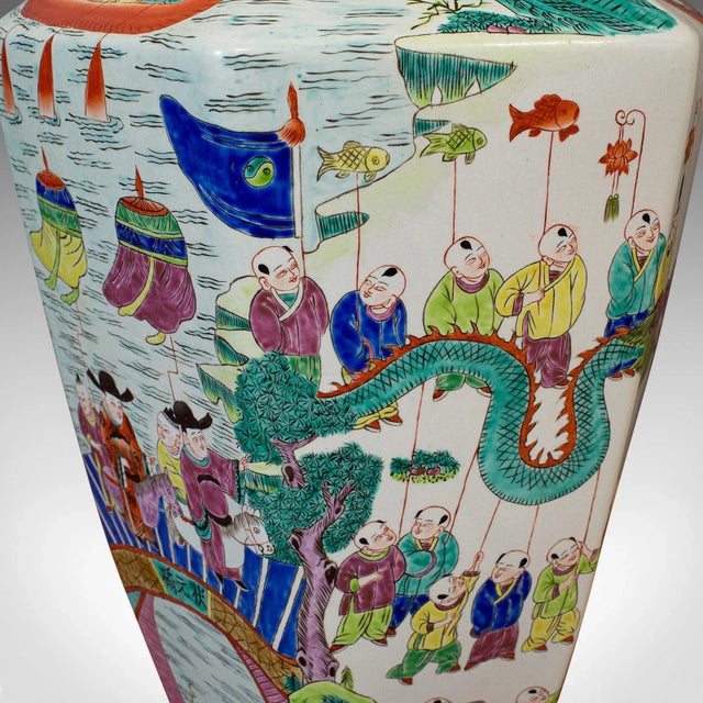 Victorian 1900s Ceramic Oriental Urns - A Pair For Sale - Image 3 of 13