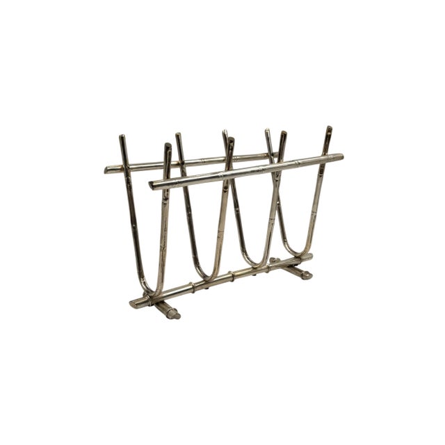 Brass Hollywood Regency Bamboo Shaped Brass Magazine Rack, Italy 1970s For Sale - Image 8 of 9