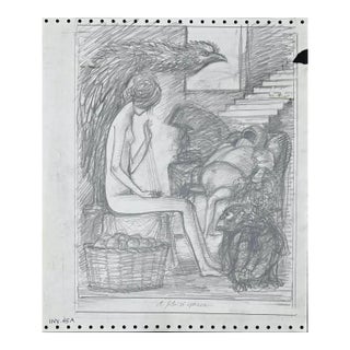 The Thread Is Broken, Original Pencil Drawing, 1970s For Sale
