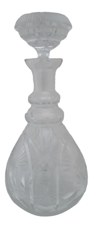 Vintage Flower Design Cut Glass Decanter Pitcher