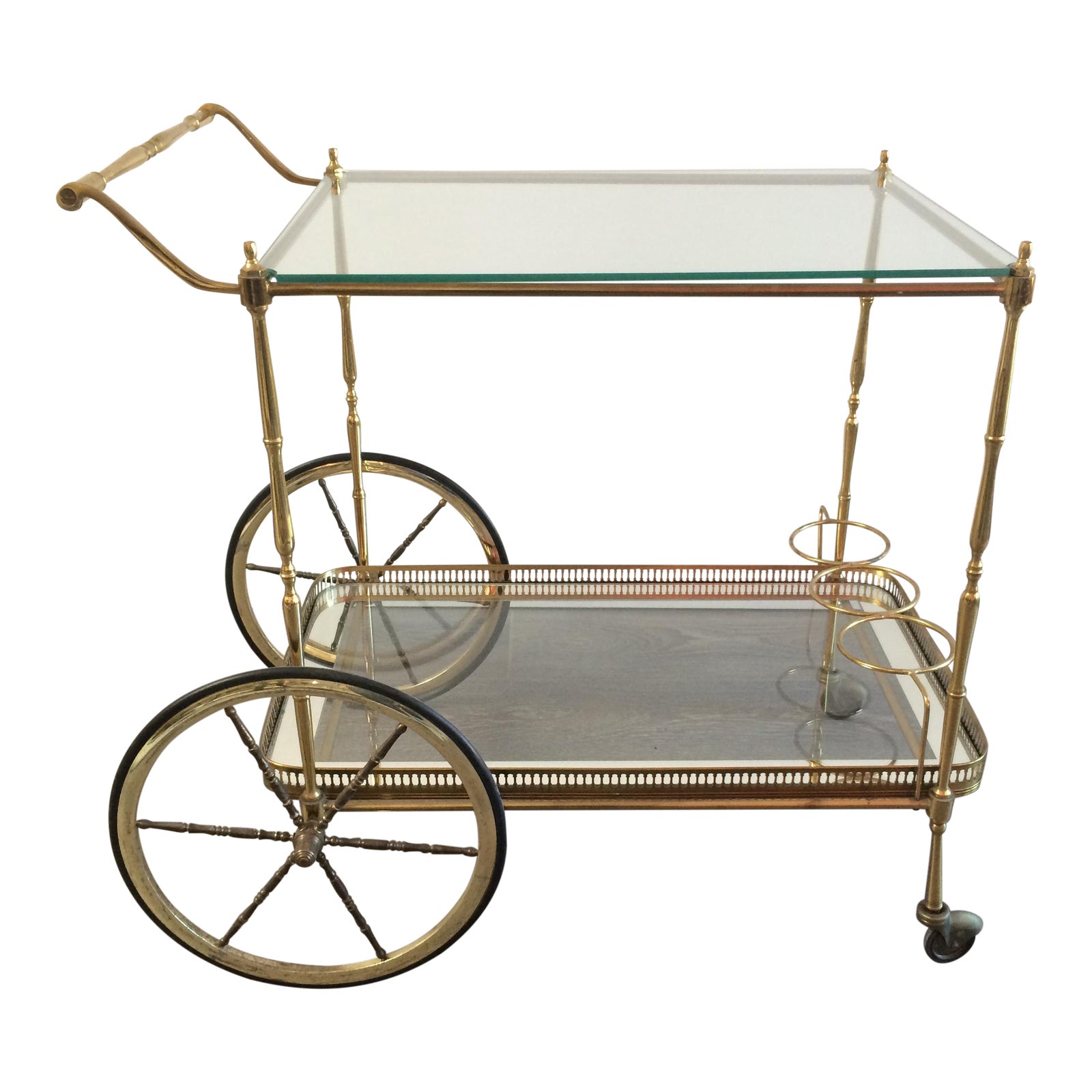 Italian Brass and Glass Bar Cart Chairish