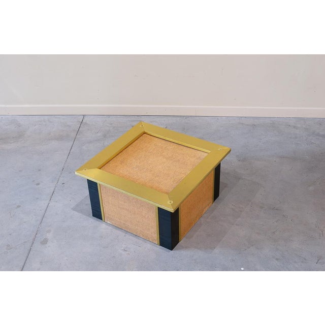 1970s Brass and Rattan Table with Round Smoked Glass Top, 1970s For Sale - Image 5 of 15