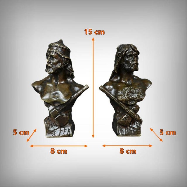 Bronze Stone Age & Iron Age Busts by J. Garnier, Late 19th Century, Set of 2 For Sale - Image 17 of 18