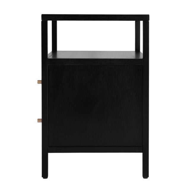 Wood Mendel 21.25 in. W Rectangular Wood 2 Drawer Narrow Nightstand with Open Shelf, Black For Sale - Image 7 of 11