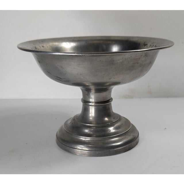 Shabby Chic 20th Century Turned Decorative Pewter Centerpiece Bowl For Sale - Image 3 of 11