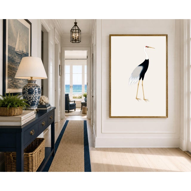 Paper Japanese Crane Study 3, Neutral Coastal Print, 24" X 36" For Sale - Image 7 of 10