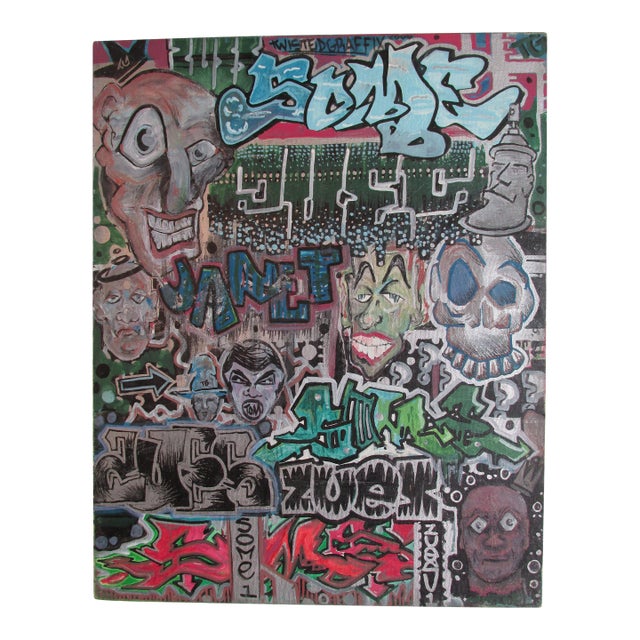 Hieronymus Bosch Syle Graffiti / Street Art Painting, Signed and Dated 2000 For Sale