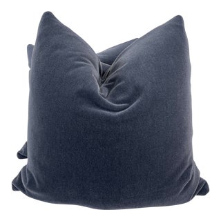 Charcoal Mohair 22” Pillows-A Pair For Sale