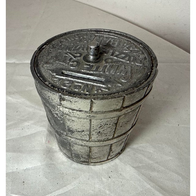 Antique 1800's Cast Iron White City Puzzle Savings #2 Deposit Pail Still Bank For Sale - Image 4 of 8