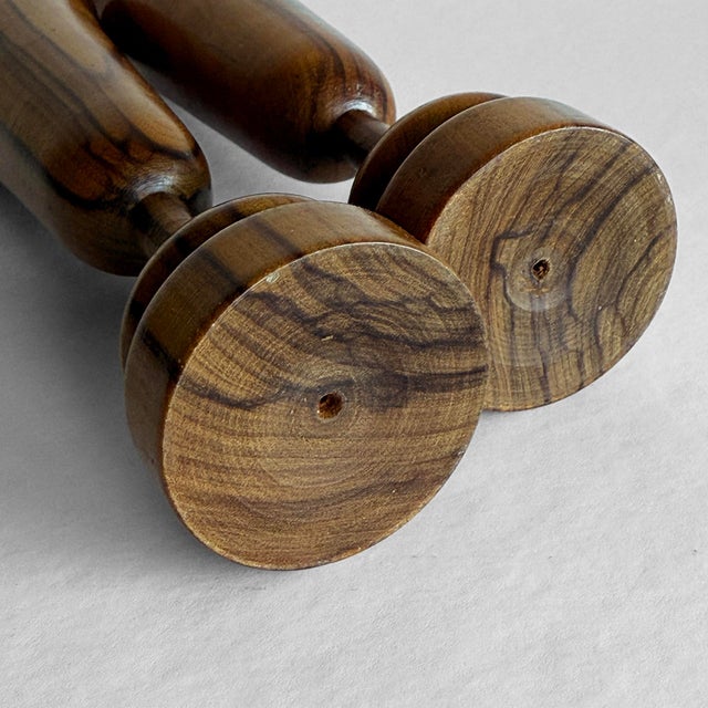 Amber Mid 20th Century Handcrafted Zebrawood Candle Holders - Set of 2 For Sale - Image 8 of 8