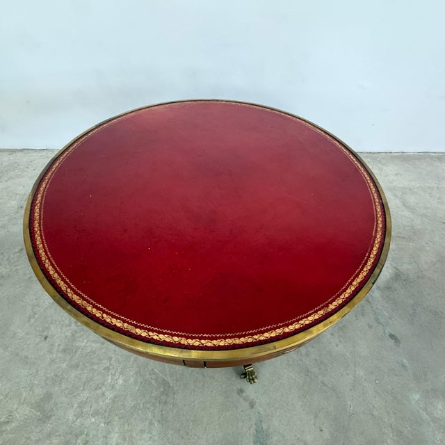 19c Mahogany Leather Top Drum Table For Sale In New York - Image 6 of 12