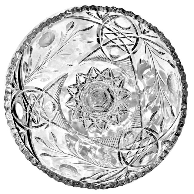 Glass Brilliant Cut Lead Crystal Compote Centerpiece - Late 20th Century For Sale - Image 7 of 10