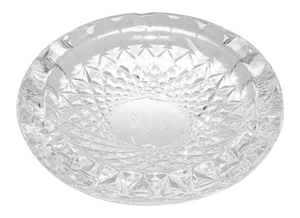 Vintage Cut Crystal Clear Glass Ashtray Monogrammed