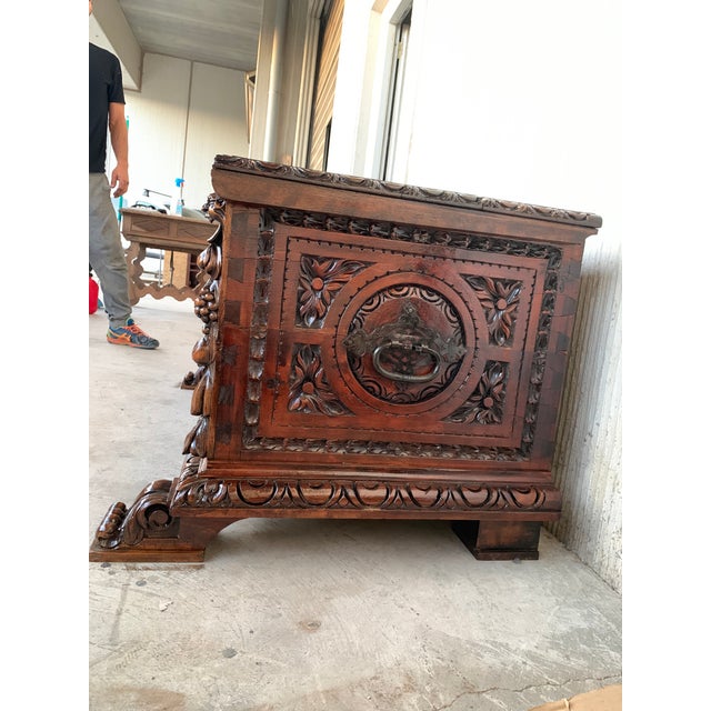 Catalan Baroque Carved Walnut Cassone or Trunk, 18th Century For Sale - Image 12 of 13