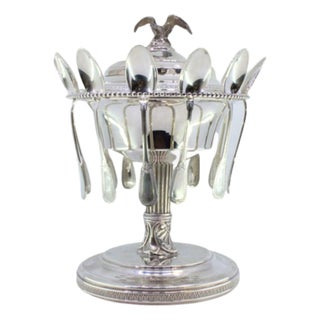 Silver and Glass Caviar Display with Spoons, Set of 11 For Sale