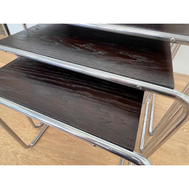 Black Bauhaus Chrome B9 Nesting Tables by Marcel Breuer, 1947, Set of 4 For Sale - Image 8 of 12