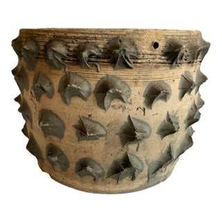 Vintage Brutalist Clay Pinch Pot Planter in the Style of Dexter Pottery For Sale