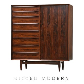1960s Refinished Danish Modern Rosewood Armoire Dresser by Sven Madsen for Falster For Sale