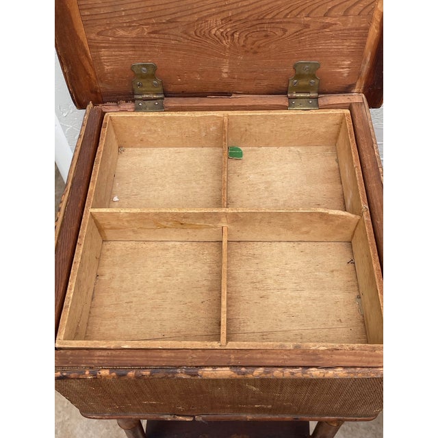 Brown English Bamboo Sewing Box Side Table W Flared Legs, 19th Century For Sale - Image 8 of 14