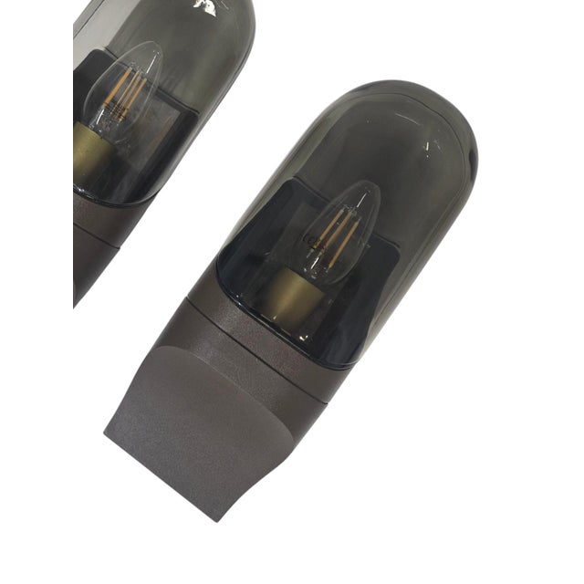 Vintage Space Age Wall Lamps in Smoked Glass, 1970s, Set of 2 For Sale - Image 13 of 15