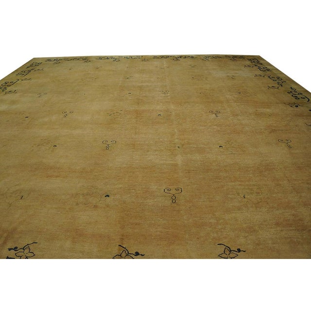 Beautiful Genuine Antique Chinese Mongolian Rug Decorated With Simple Folitate Pattern For Sale In New York - Image 6 of 7