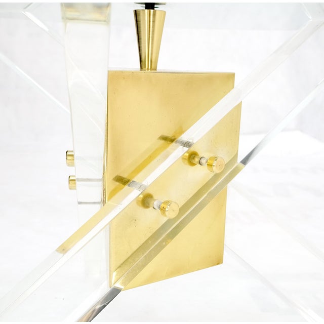 Brass & Lucite Round Glass Top Coffee Occasional Table Clean! For Sale - Image 15 of 16