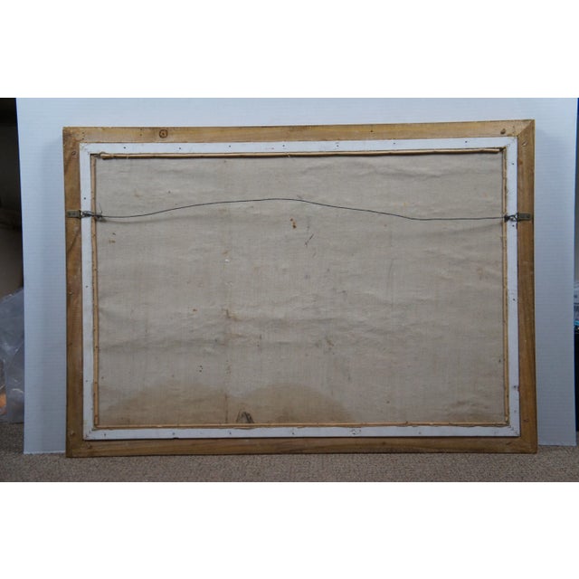 Vintage Impressionist Water Lilies Lily Pads Pond Oil Painting on Canvas 40" For Sale - Image 10 of 11