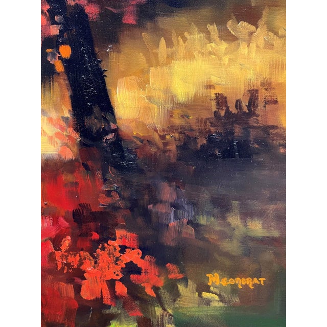 The artwork "Autumn Flare" captures the vibrant hues of fall foliage, with bold strokes of orange, red, and gold swirling...