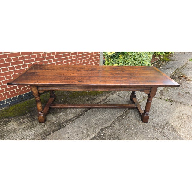 Oak Refectory Kitchen Farmhouse Dining Table, 1920s For Sale - Image 15 of 18