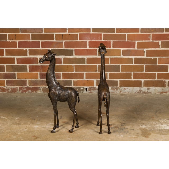 Pair of Small Bronze Midcentury Giraffe Sculptures, American Art For Sale - Image 10 of 12