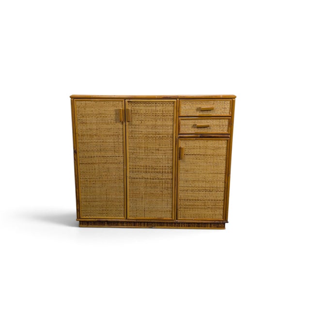 Wicker Cabinet with 3 Doors and 2 Drawers, 1970s For Sale - Image 12 of 12