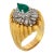 Vintage Emerald Diamond 18k Yellow Gold Ring, Size 7.75 For Sale