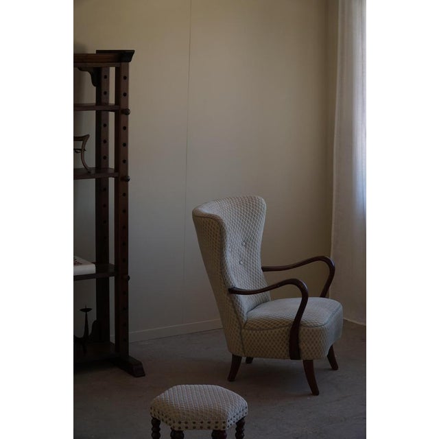 Set of Danish Modern Lounge Chair with Footstool in Beech by Slagelse Mobelvaerk, 1960s For Sale - Image 10 of 18