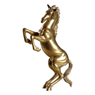 Modern Prancing Horse Sculpture in Gilded Bronze, 1970s For Sale