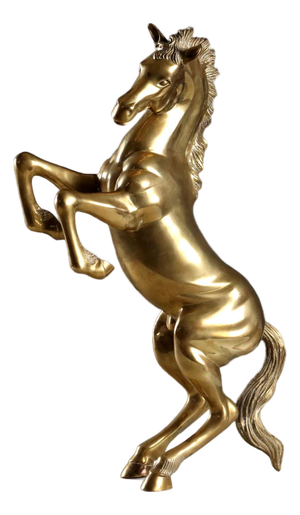 Modern Prancing Horse Sculpture in Gilded Bronze, 1970s