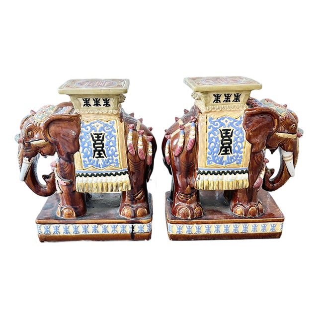 Vintage Elephant Garden Stools-a Pair For Sale