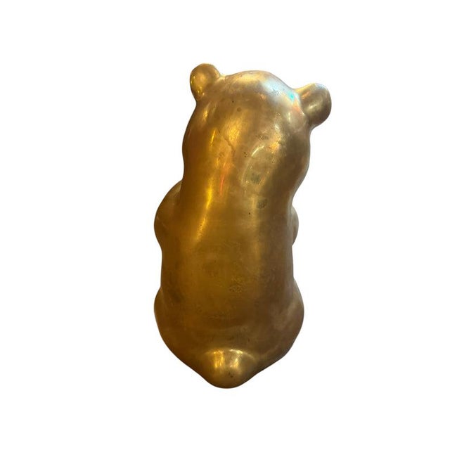 Mid Century Modern Brass Panda Statue Figurine A fun mid century modern sitting brass panda statue with foliage in hands...